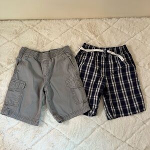 Boys Cargo Shorts Bundle Size 6 Gray Cargo & Plaid Drawstring Summer Lot